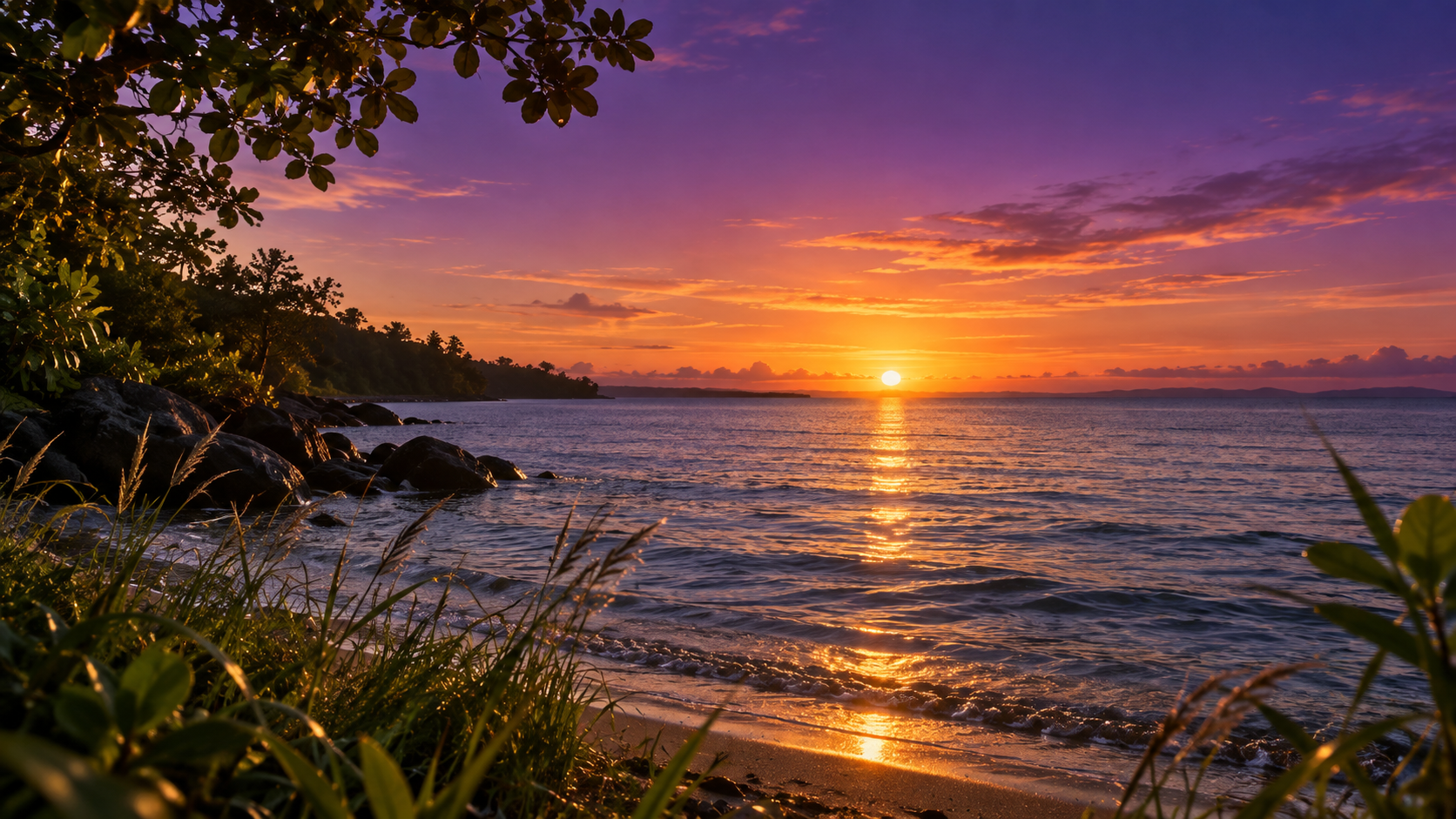 A luminous horizon over calm water